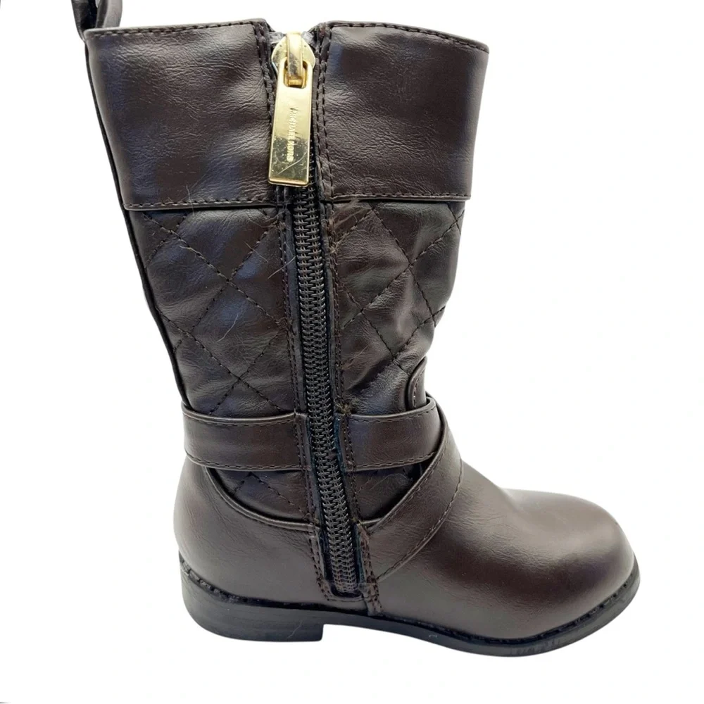 Michael Kors Boots Toddler Girl Size 5 Dark Brown Quilted Equestrian Logo Winter